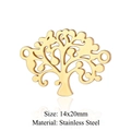 Detail view of a 14x20mm golden stainless steel Tree of Life pendant jewelry connector - Gold Tree Connector Link (JN829-2)
