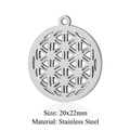 20x22mm stainless steel Flower of Life round hollow pendant for DIY yoga jewelry making - Silver Flower of Life Hollow Pendant (JN899-1)