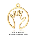 Golden stainless steel hand palm charm pendant 15x17mm for DIY jewelry making - Gold Palm Hollow (T895-2)