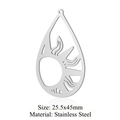 Waterdrop celestial sun and moon stainless steel pendant charm, 25.5x45mm size detail - Sun Moon Waterdrop Silver Style (LA214x5)