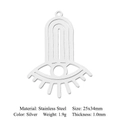 Détail du pendentif œil abstrait en acier inoxydable 25x34mm pour création bijoux - Œil Géométrique Radial (LA778-1)
