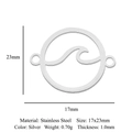Détail de breloques vagues en acier inoxydable avec spécifications argent de 17x23mm - Breloque Vague Ronde (LA821-1)