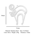Cat shaped stainless steel pendant with dimensions 31x36mm for jewelry making - Hollow Out Cat Silver (LA928-1)