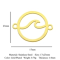 Pendentifs vagues en acier inoxydable doré 17x23mm pour la création de bijoux - Breloque Vague Ronde (LA821-2)