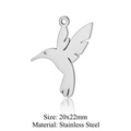 Stainless steel hummingbird pendant accessory in polished silver finish, size 20x22mm - Hummingbird Style (LA404-1x5) / Pack of 5 (Pendant Only) / Silver