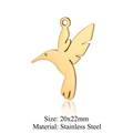 Golden stainless steel hummingbird pendant charm for DIY jewelry making 20x22mm - Hummingbird Style (LA404-2x5) / Pack of 5 (Pendant Only) / Gold