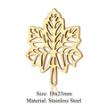 Macro detail of 18x23mm hollow maple leaf pendant made of gold-plated stainless steel - Gold Hollow Maple Leaf (JN888-2)