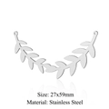 Detail of silver stainless steel olive leaf pendant with 27x59mm size specifications - Silver Hollow Olive Branch (JN889-1)