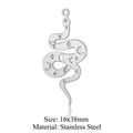 Silver stainless steel snake pendant with hollow star and moon patterns, 16x38mm - Star Moon Snake Style (LA406-1x5)