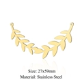 Detail showing a 27x59mm gold stainless steel olive leaf pendant for DIY jewelry - Gold Hollow Olive Branch (JN889-2)