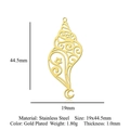 Detailed dimensions of golden conch shell pendant with size and weight specifications - Sea Shell Gold (LA931-2)