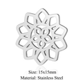 Detailed macro view of 15x15mm hollow floral stainless steel pendant for jewelry making - Silver Hollow Mandala Flower (JN893-1)