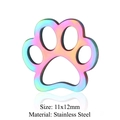 Rainbow plated stainless steel dog paw charms 11x12mm for DIY jewelry making - Paw Print Charm (JN224)