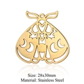 Gold stainless steel moth pendant with heart and moon phase for DIY jewelry making - Moth Style (LA408-2x5)