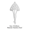 Polished silver stainless steel mushroom person pendant, 22x48mm quirky charm accessory - Mushroom Person Style (LA409-1x5)