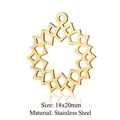Macro detail of 18x20mm gold stainless steel sun pendant for DIY jewelry making - Gold Geometric Star Flower (JN894-2)