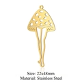 Golden surrealist mushroom legs pendant in stainless steel, 22x48mm for DIY jewelry - Mushroom Person Style (LA409-2x5)