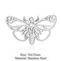Silver hollow butterfly moth pendant in stainless steel for DIY jewelry making 18x33mm - Butterfly Moth Style (LA410-1x5)