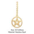 Detailed view of a gold stainless steel star and circle pendant measuring 20.5x48mm - Pentagram Ring (LA229)