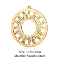 Detailed view of sunburst gold stainless steel pendant with hollow design for jewelry making - Sunburst (LA231)