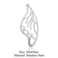 Polished stainless steel hollow wing pendant 20x45mm for DIY jewelry making - Wing Style (LA413-1x5)