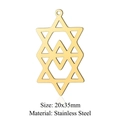 Golden stainless steel geometric hexagram star pendant with 20x35mm size details - Double Hex Star (LA235) / 5 Pieces / Gold