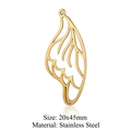 Golden stainless steel hollow wing pendant charm for DIY jewelry making 20x45mm - Wing Style (LA413-2x5)