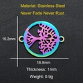 Pendentif Arbre de Vie en acier inoxydable arc-en-ciel de 18,9 mm x 15,2 mm - Arbre de Vie Irisé (JA578)