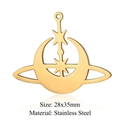 Detail of a 28x35mm gold celestial pendant with moon and star in stainless steel - Planet Ring Star Moon (LA258) / 5 Pieces / Gold
