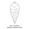Pendentif cornet de glace en acier inoxydable avec design géométrique découpé pour DIY - Glace Argentée (LA314-1)