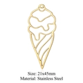Vue détaillée du pendentif évidé en forme de glace en acier inoxydable doré de 21x45mm - Glace Dorée (LA314-2)