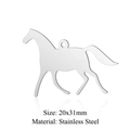 Gepolijste paardvormige roestvrijstalen hanger 20x31mm voor doe-het-zelf sieraden - Paard Stijl (JA678)