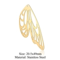 Golden stainless steel hollow butterfly wing pendant charm for DIY jewelry 20.5x49mm - Cicada Wing Style (LA710-2x5)