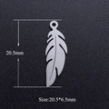Vue détaillée du pendentif plume en acier inoxydable aux dimensions 20,5x6,5 mm - Plume Polie Argentée (JN349-1)