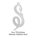 S-shaped snake pendant made of silver stainless steel for DIY jewelry, 15.5x36mm size - S-Snake Style (LA711-1x5)