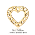 Polished gold stainless steel heart hollow pendant with floral engraving, 17x19mm size - Filigree Heart Hollow Gold (JN901-2)