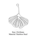 Ginkgo leaf pendant in stainless steel for DIY jewelry making, size 22x26mm - Ginkgo Leaf Style (LA378-1x5) / Silver