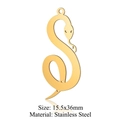 Polished gold snake S-shaped stainless steel pendant 15.5x36mm for jewelry making - Gold S-Snake Style (LA711-2x5)