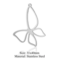 Hollow butterfly wing pendant in silver stainless steel, DIY jewelry size 31x40mm - Butterfly Style (LA712-1x5)
