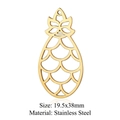 Pendentif ananas en acier inoxydable doré avec texture solaire géométrique 19,5x38mm - Ananas Doré (LA705-2)