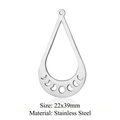 Silver stainless steel waterdrop pendant with moon phase cutouts, size 22x39mm - Teardrop Moon Phase (LA259)