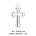 Minimalist silver stainless steel hollow cross pendant 15x24.5mm for necklace making - Silver 15x24.5mm Stainless Steel Hollow Cross Pendant (JN376-1)