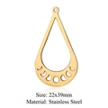 Golden teardrop stainless steel pendant with five crescent moon cutouts, 22x39mm - Teardrop Moon Phase (LA260)