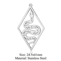 Silver stainless steel snake pendant with moon and leaf motifs 24.5x41mm - Diamond Frame Snake Style (LA713-1x5)
