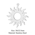 Polished stainless steel sun pendant for jewelry making, 30x32.5mm celestial charm - Sun With Face (LA261)