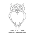 Silver stainless steel owl charm pendant in hollow design for DIY jewelry making - Owl Style (LA714-1x5)