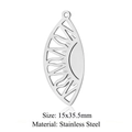 Polished silver stainless steel leaf-shaped hollow geometric pendant for jewelry DIY - Geometric Leaf (LA263)