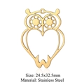 Golden owl stainless steel pendant for DIY jewelry making, 24.5x32.5mm hollow design - Owl Style (LA714-2x5)