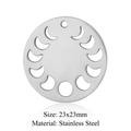 Polished stainless steel round moon phase pendant 23x23mm hollow geometric design - Round Moon Phase (LA269)