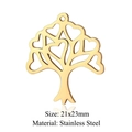 Gold plated stainless steel Tree of Life pendant with heart details measuring 21x23mm - Gold Heart Leaf Tree Of Life (JN298-2)